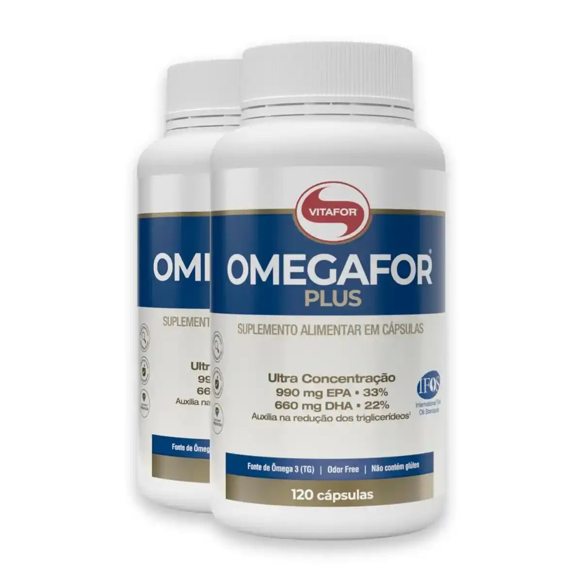 Vitafor Kit 2x Ômega 3 Com 120 Cápsulas Omegafor Plus 1000mg Sabor Sem Sabor